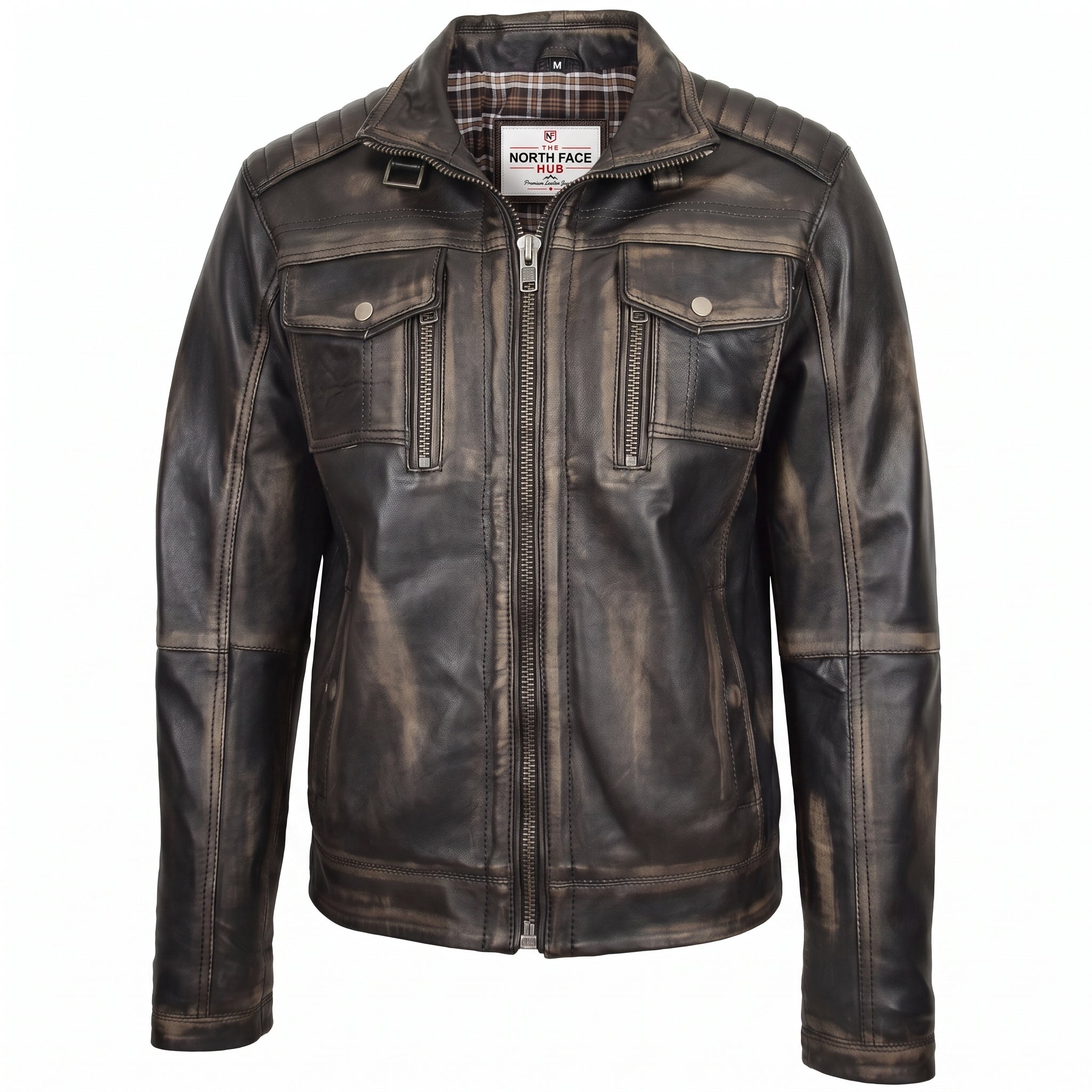 Mens Leather Urban Biker Style Jacket Hugo Paradox Rub Off