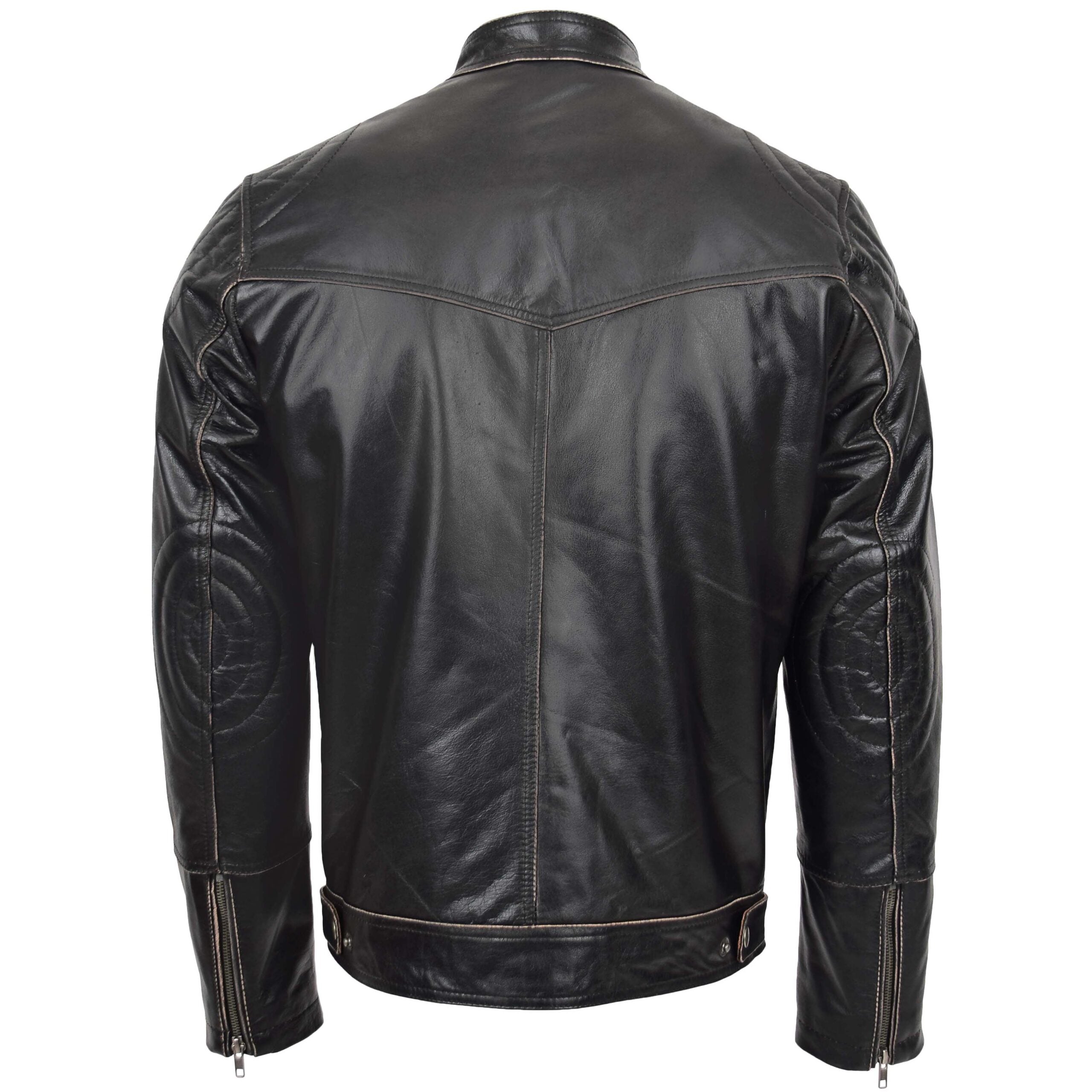 Mens Leather Vintage Biker Jacket Colin Zenith Dark Brown
