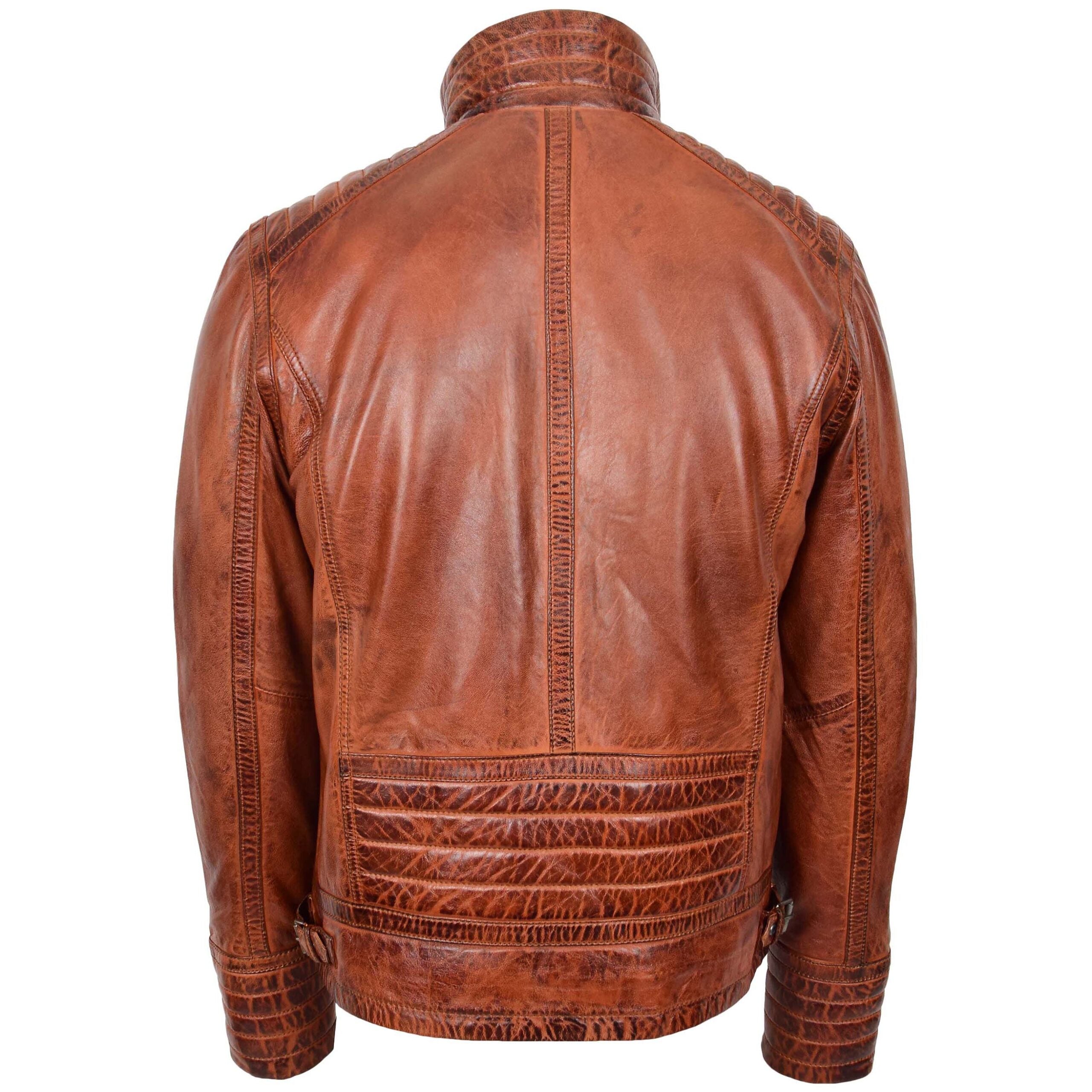 Mens Real Leather Sherpa Lined Jacket Alfie Zenith Brown