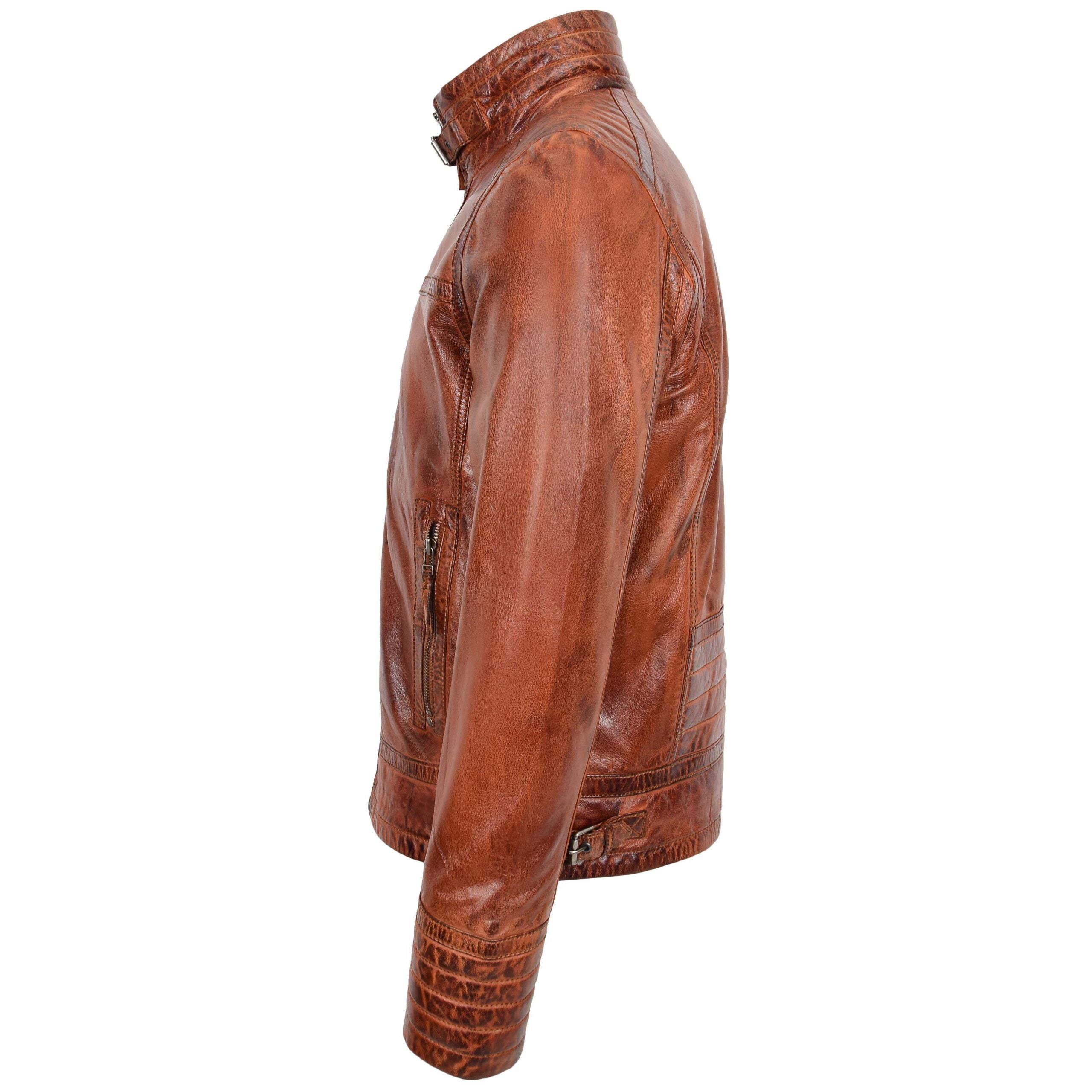Mens Real Leather Sherpa Lined Jacket Alfie Zenith Brown