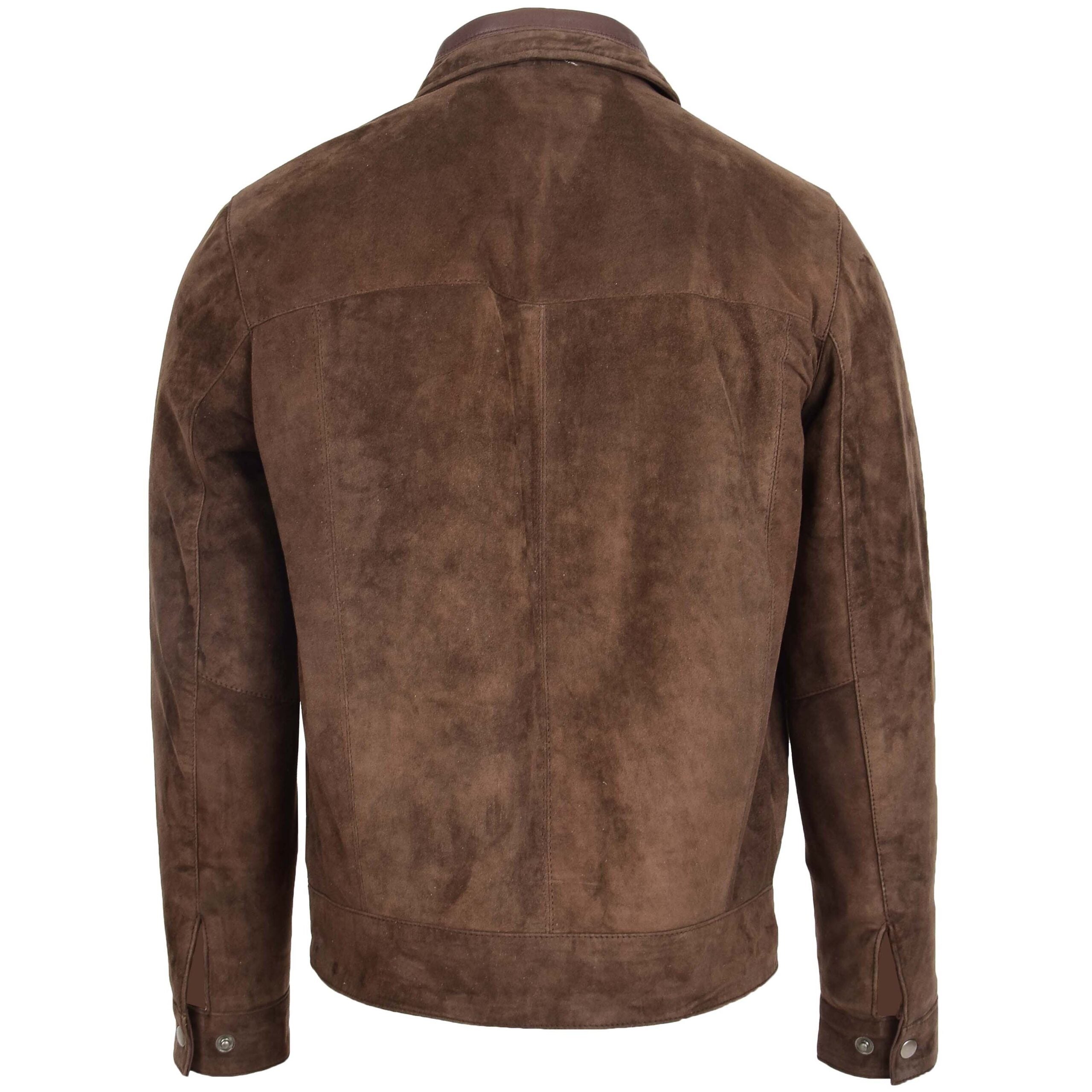 Mens Real Suede Casual Harrington Jacket Larry Zenith Brown