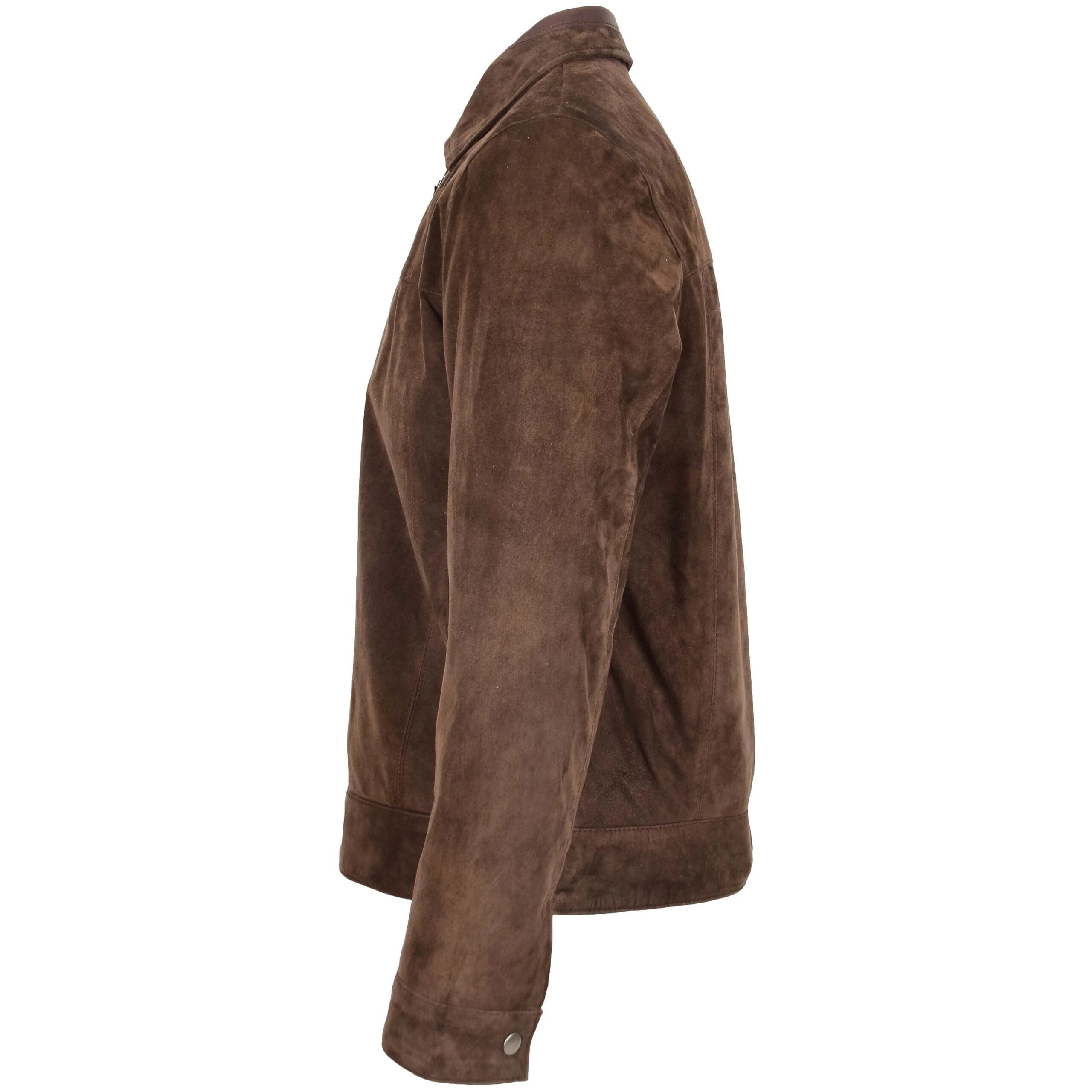 Mens Real Suede Casual Harrington Jacket Larry Zenith Brown