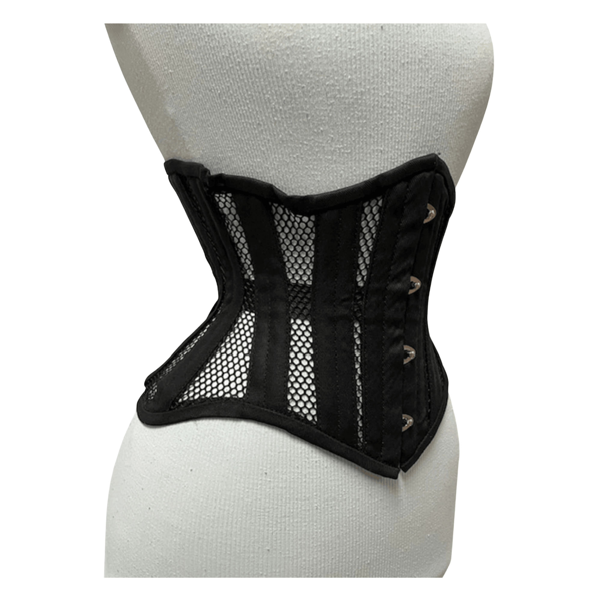 Black Mesh Waspie Underbust Corset Steel Boned Waist Trainer