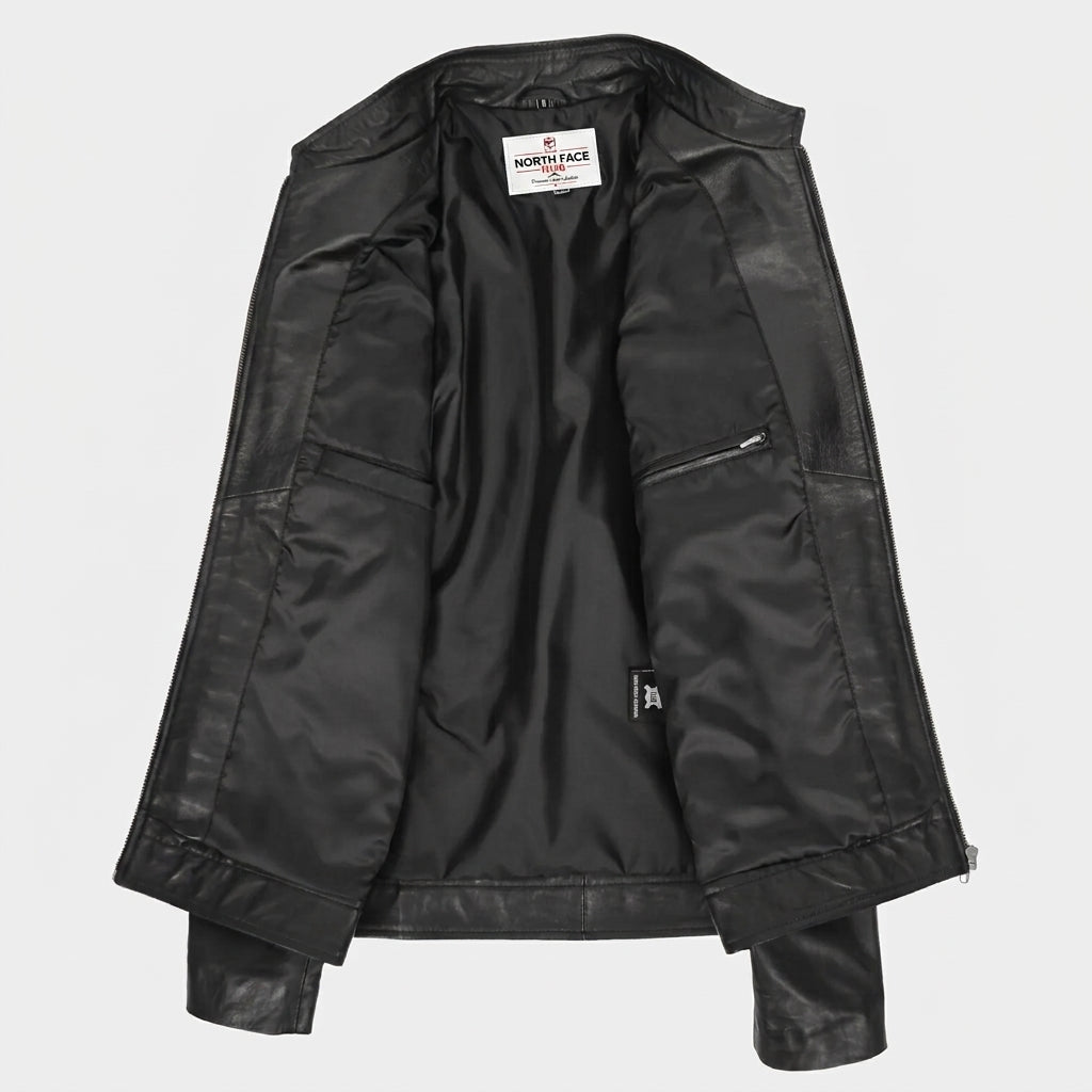 Mens Casual Biker Leather Jacket Nova Black