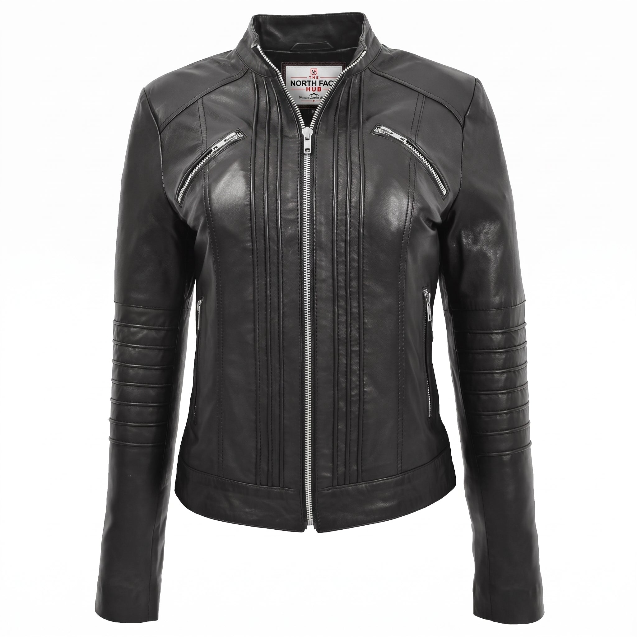 Womens Leather Classic Biker Style Tayla Jacket Nova Black