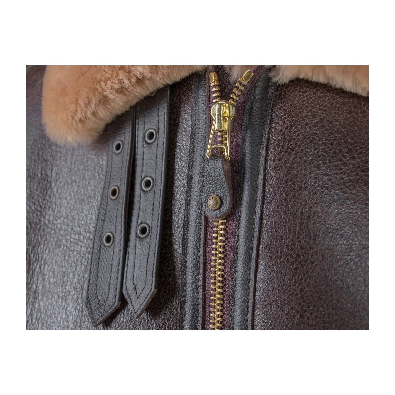 Schott NYC Classic B-3 Sheepskin Leather Bomber Jacket - Brown with Gold (257S)