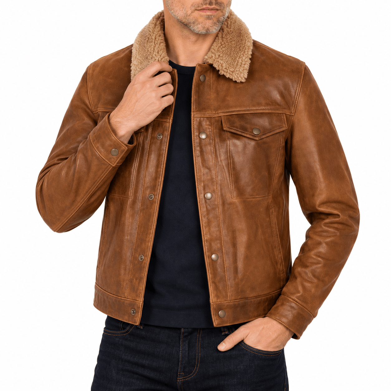 Schott NYC Buffalo Leather Trucker Jacket Sycamore 545