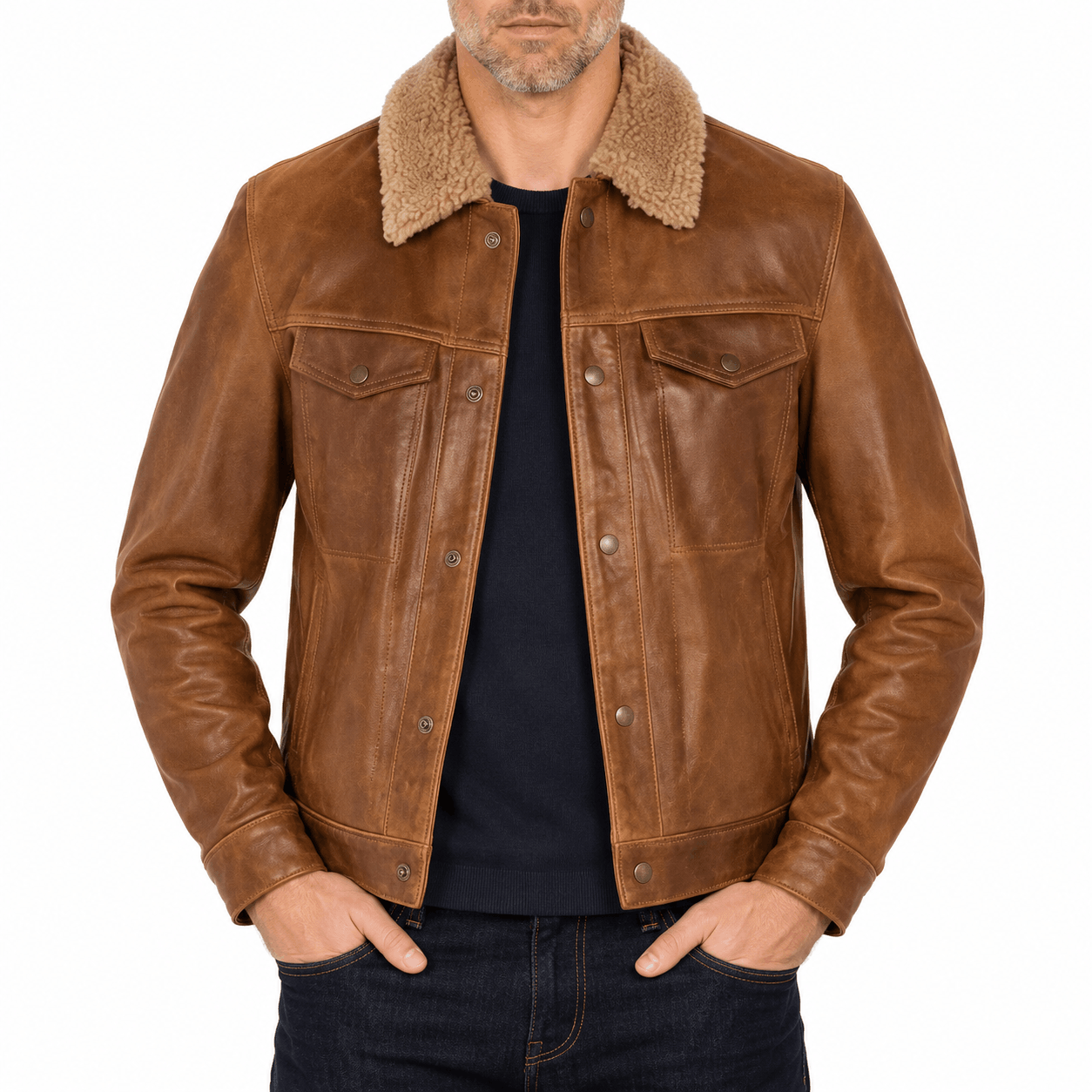 Schott NYC Buffalo Leather Trucker Jacket Sycamore 545