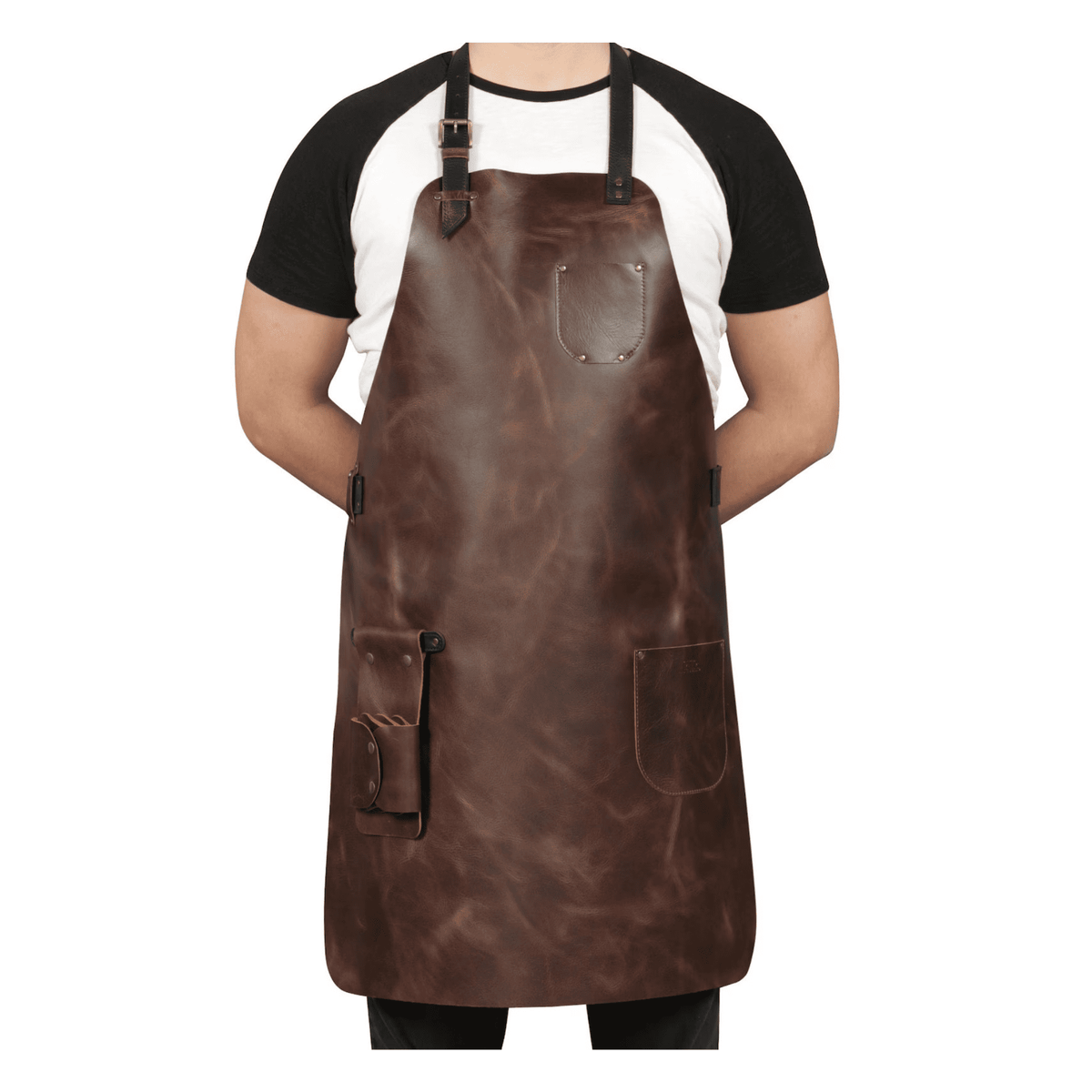 Handmade Top-Grain Leather Workshop Apron for BBQ & Woodworking