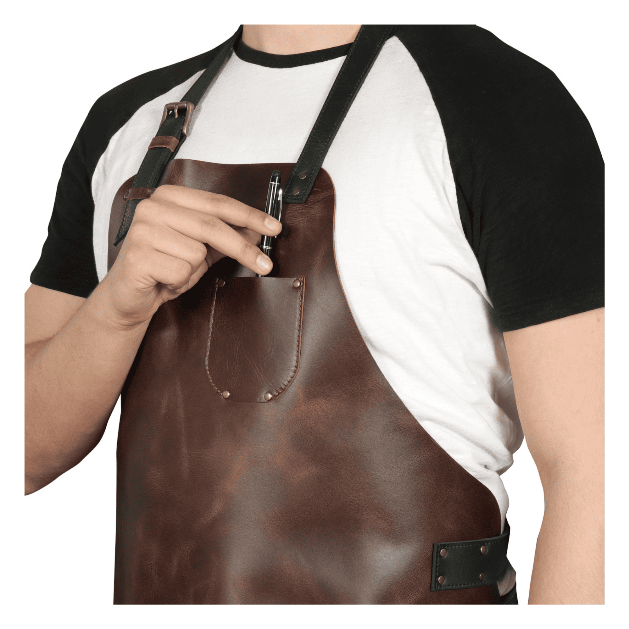 Handmade Top-Grain Leather Workshop Apron for BBQ & Woodworking