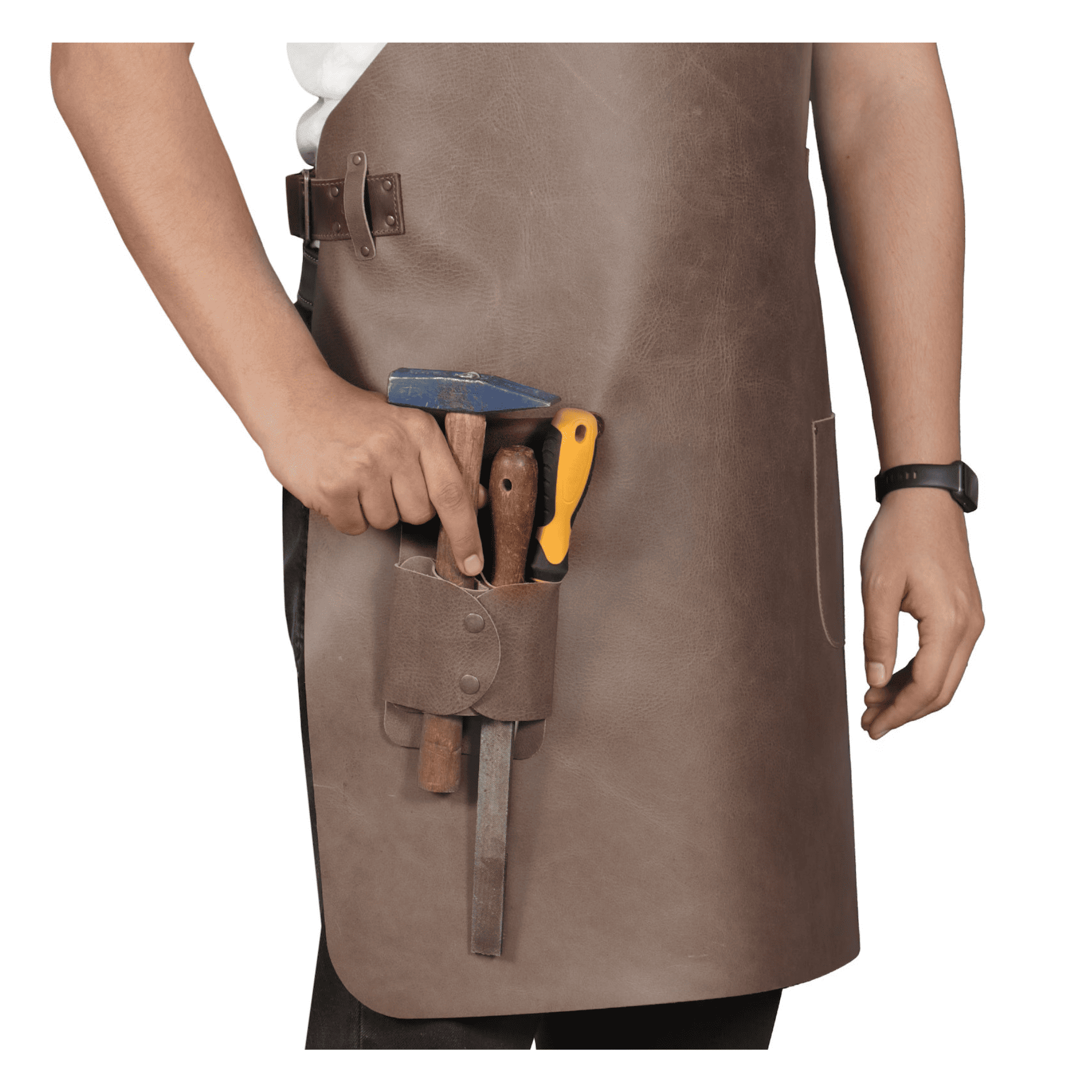 Handmade Top-Grain Leather Workshop Apron for BBQ & Woodworking