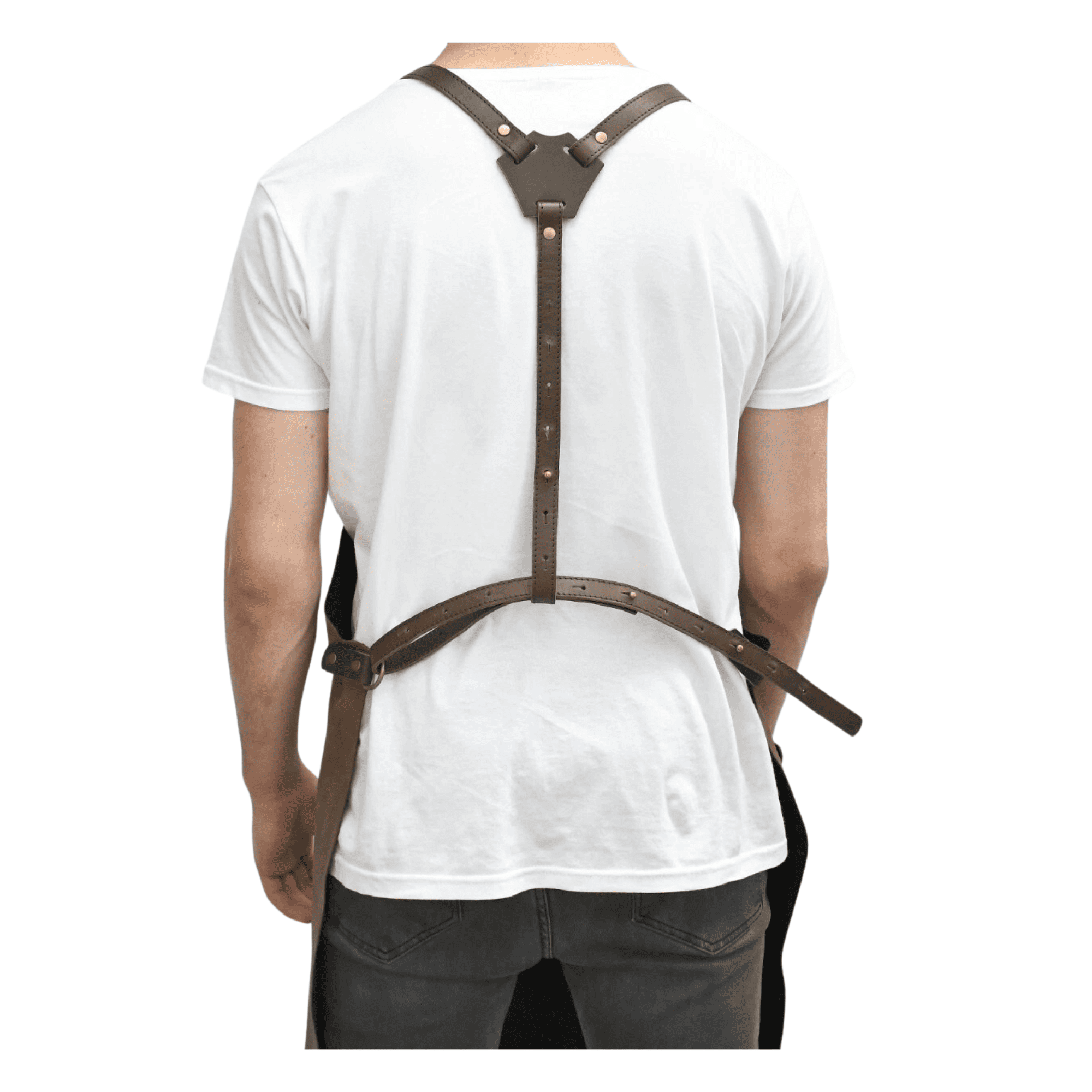 Handmade Vegetable-Tanned Leather Crossback Apron for Chef & BBQ
