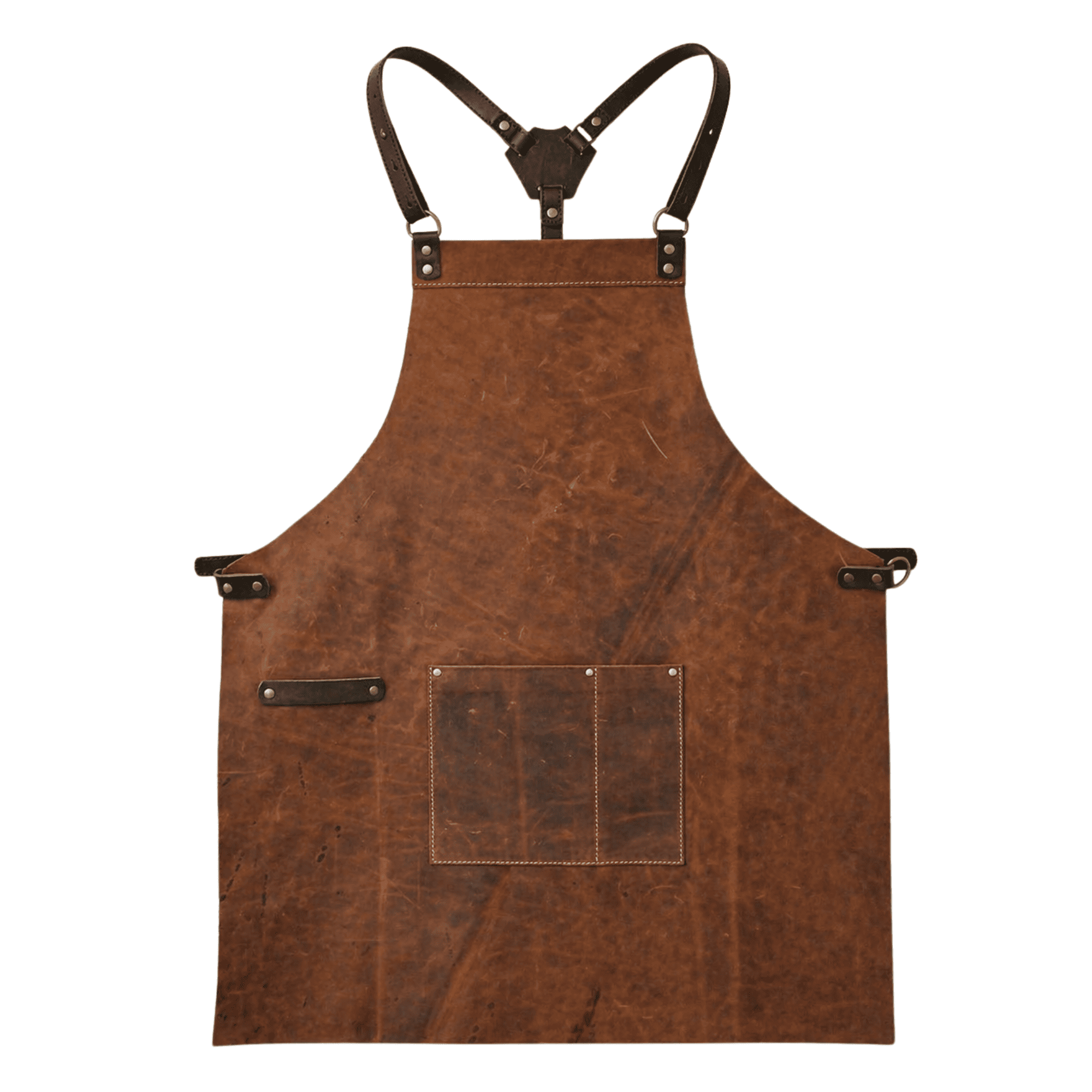 Handmade Vegetable-Tanned Leather Crossback Apron for Chef & BBQ