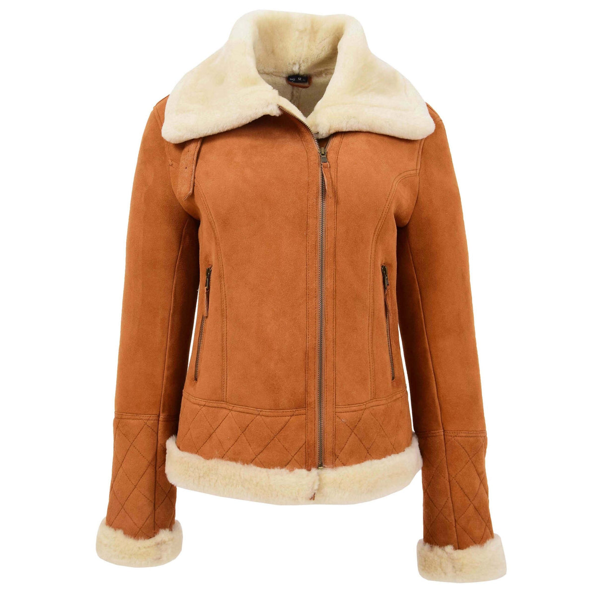 Womens Merino Sheepskin Aviator Jacket Dynamo Tan