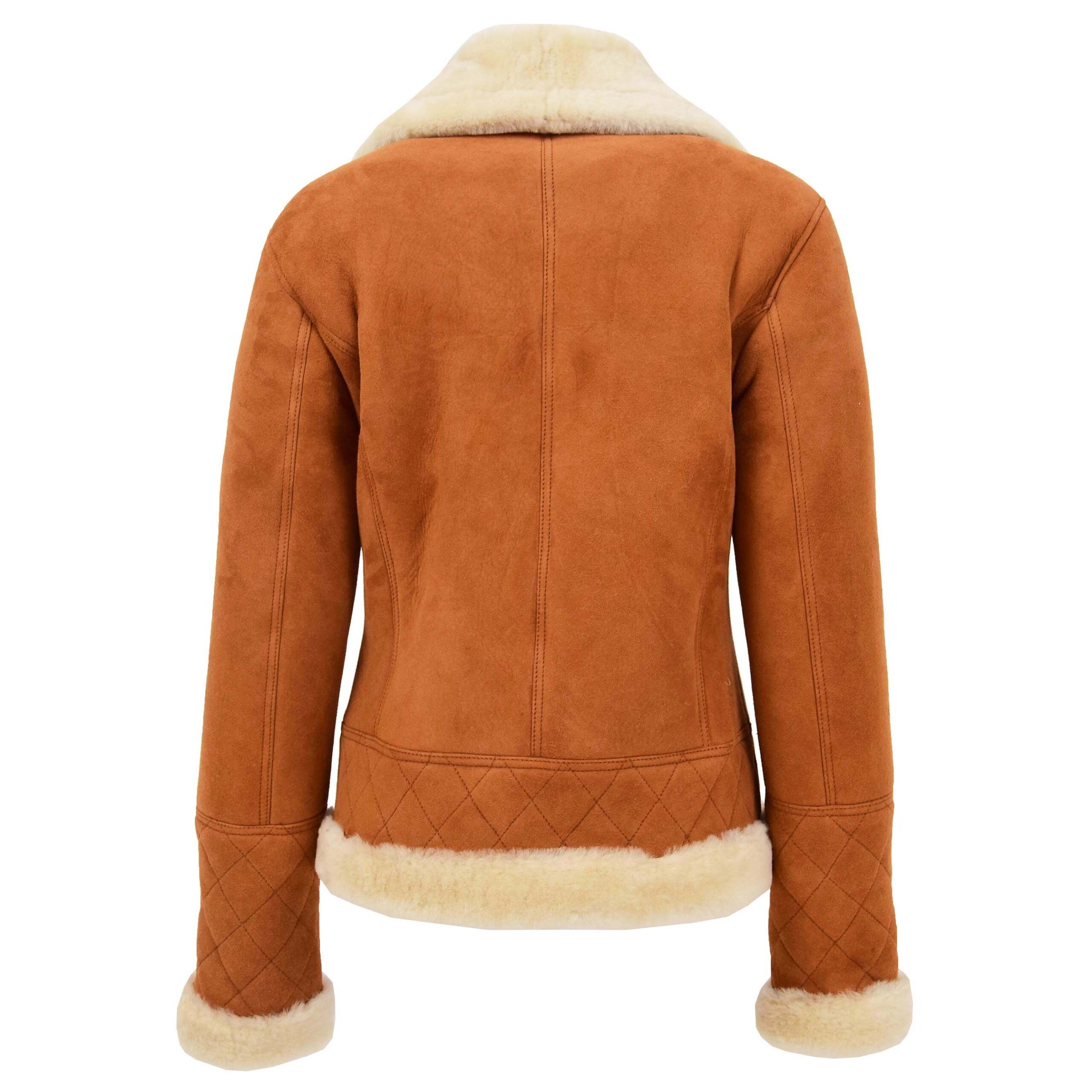 Womens Merino Sheepskin Aviator Jacket Dynamo Tan