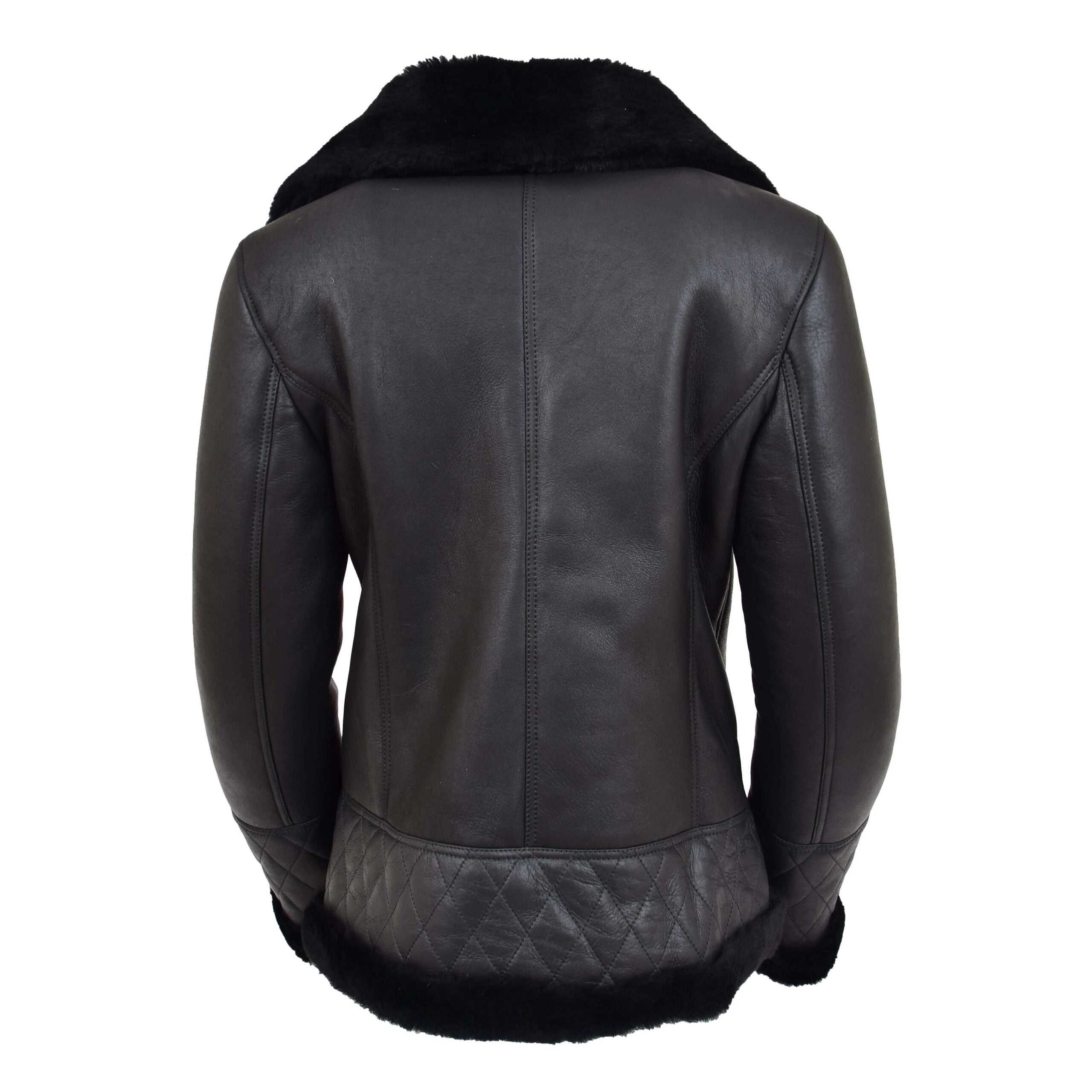 Womens Merino Sheepskin Aviator Jacket Nova Black