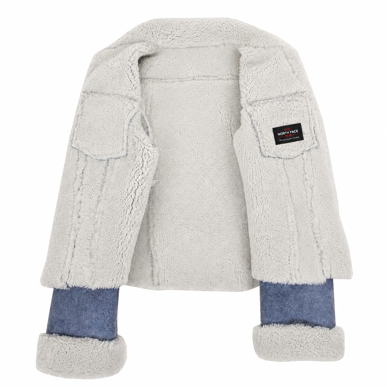 Womens Real Sheepskin Trucker Jacket Kylie Denim Radiant Blue
