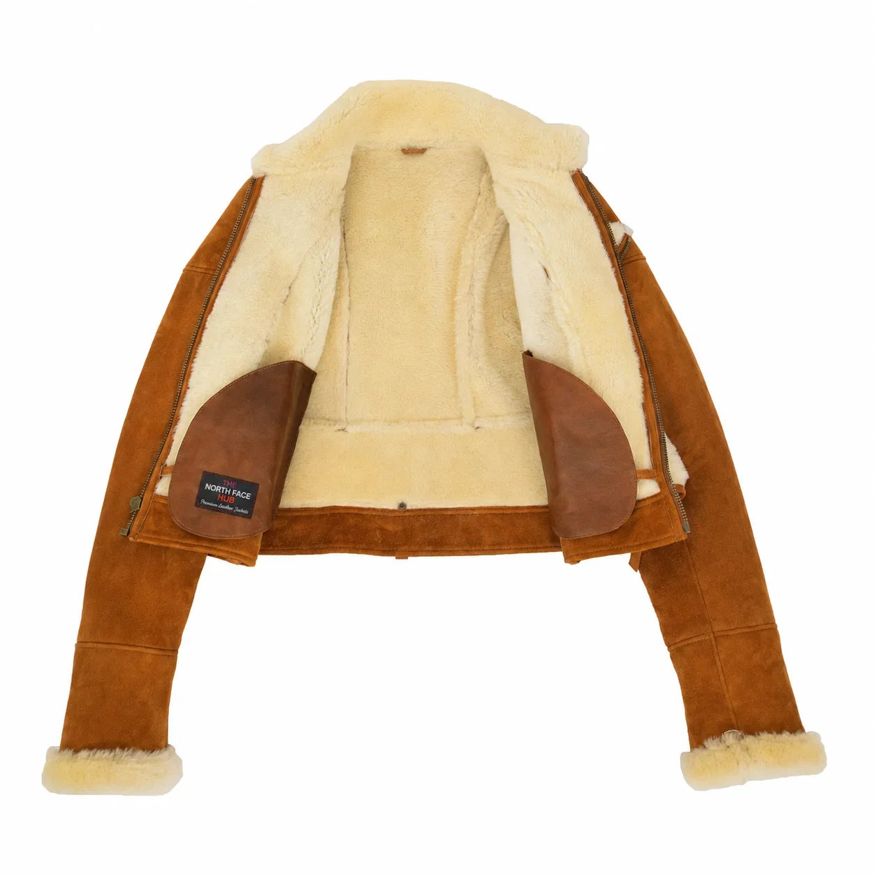 Womens Sheepskin Aviator Pilot Jacket Dynamo Tan White