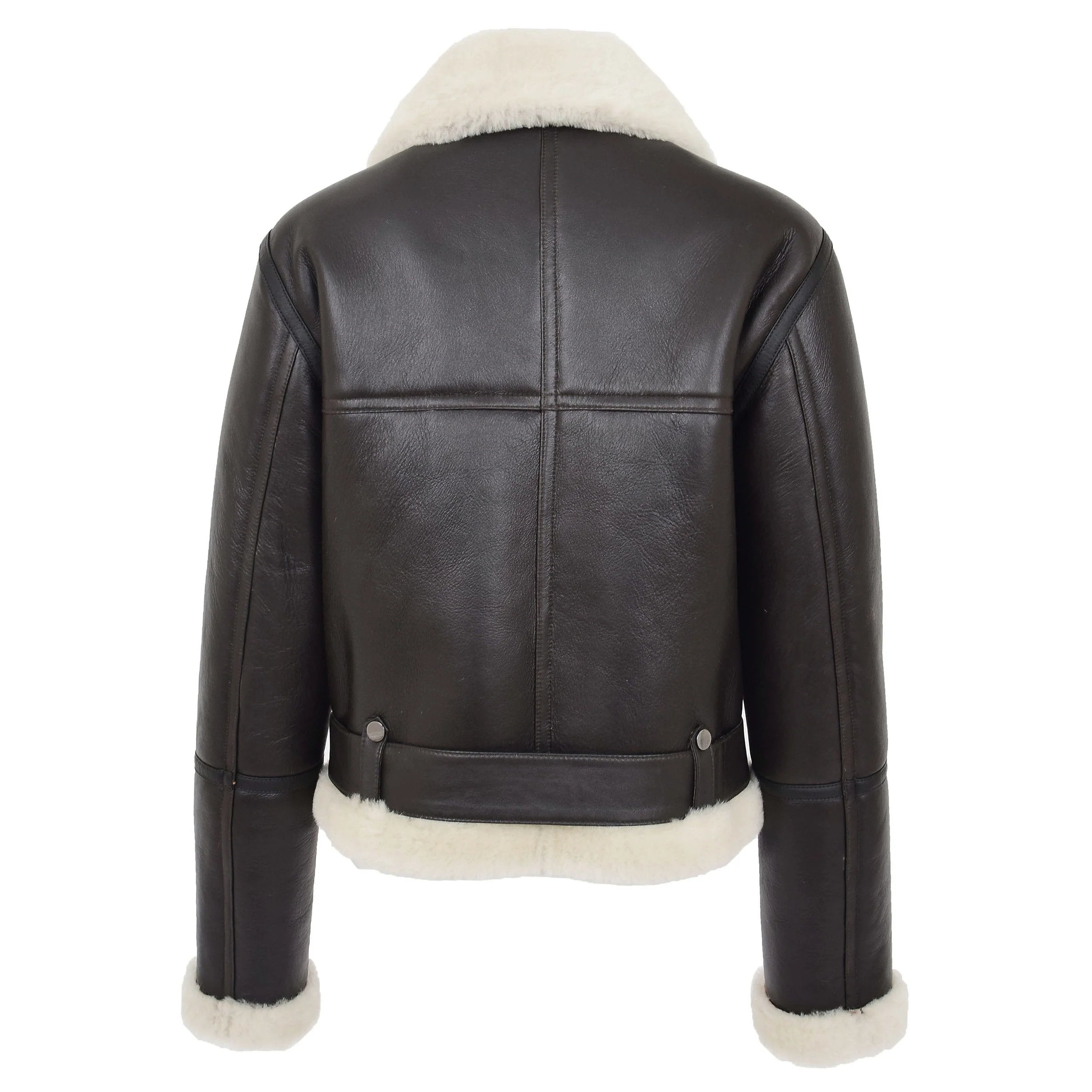 Womens Sheepskin Aviator RAF Pilot Jacket Zenith Brown White