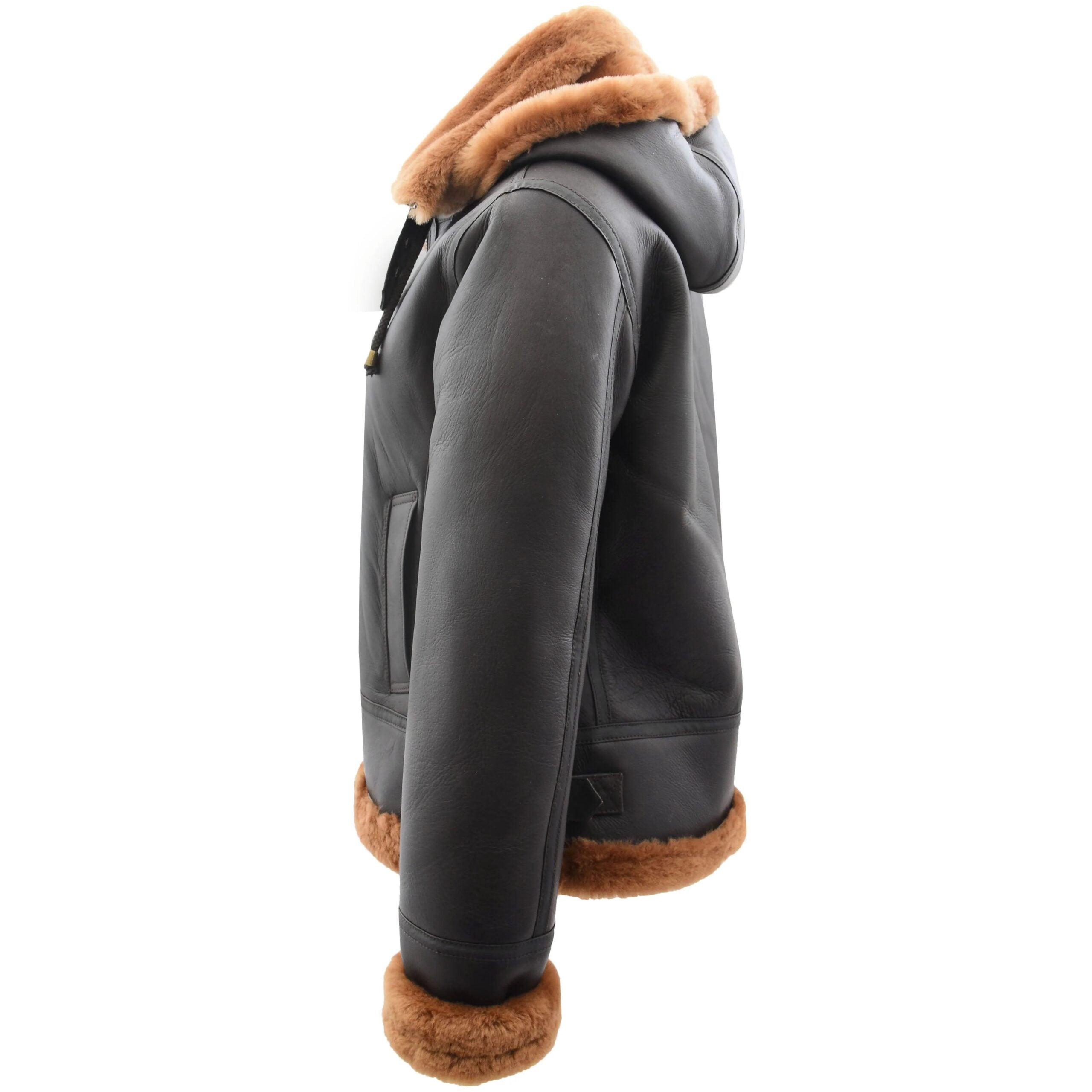 Womens Sheepskin B3 Detachable Hoodie Jacket Zenith Brown Ginger