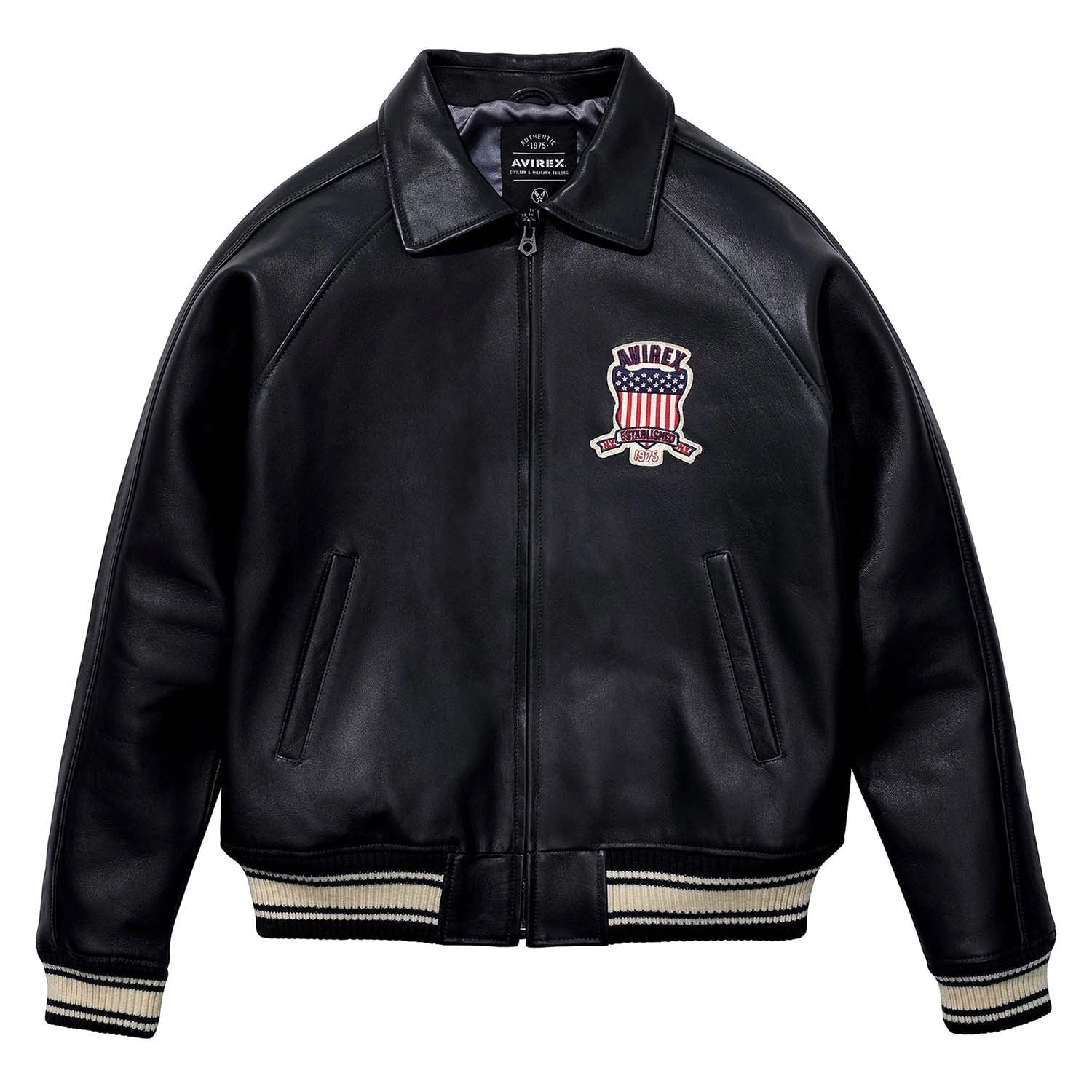 Best Seller Men’s Iconic Avirex Leather Jacket Black Leather Bomber Jacket Aviator Style
