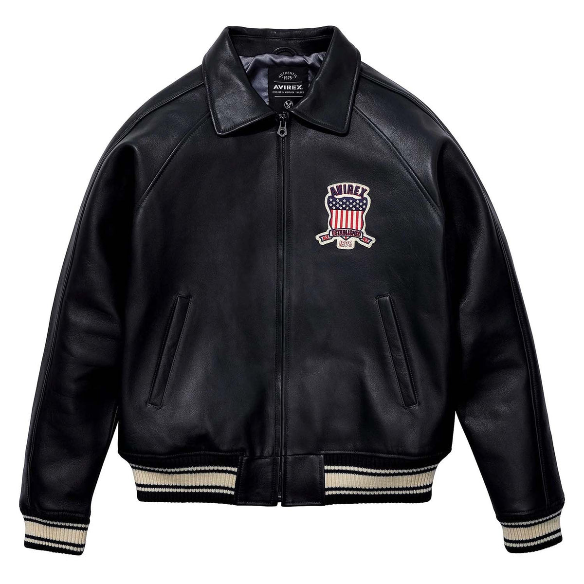 Best Seller Men’s Iconic Avirex Leather Jacket Black Leather Bomber Jacket Aviator Style