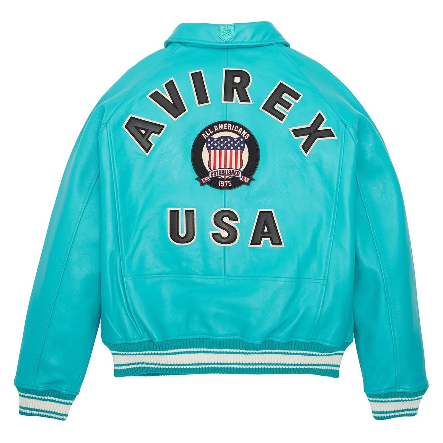 Handcrafted Men’s Avirex Leather Jacket Turquoise Leather Bomber Jacket Iconic Style