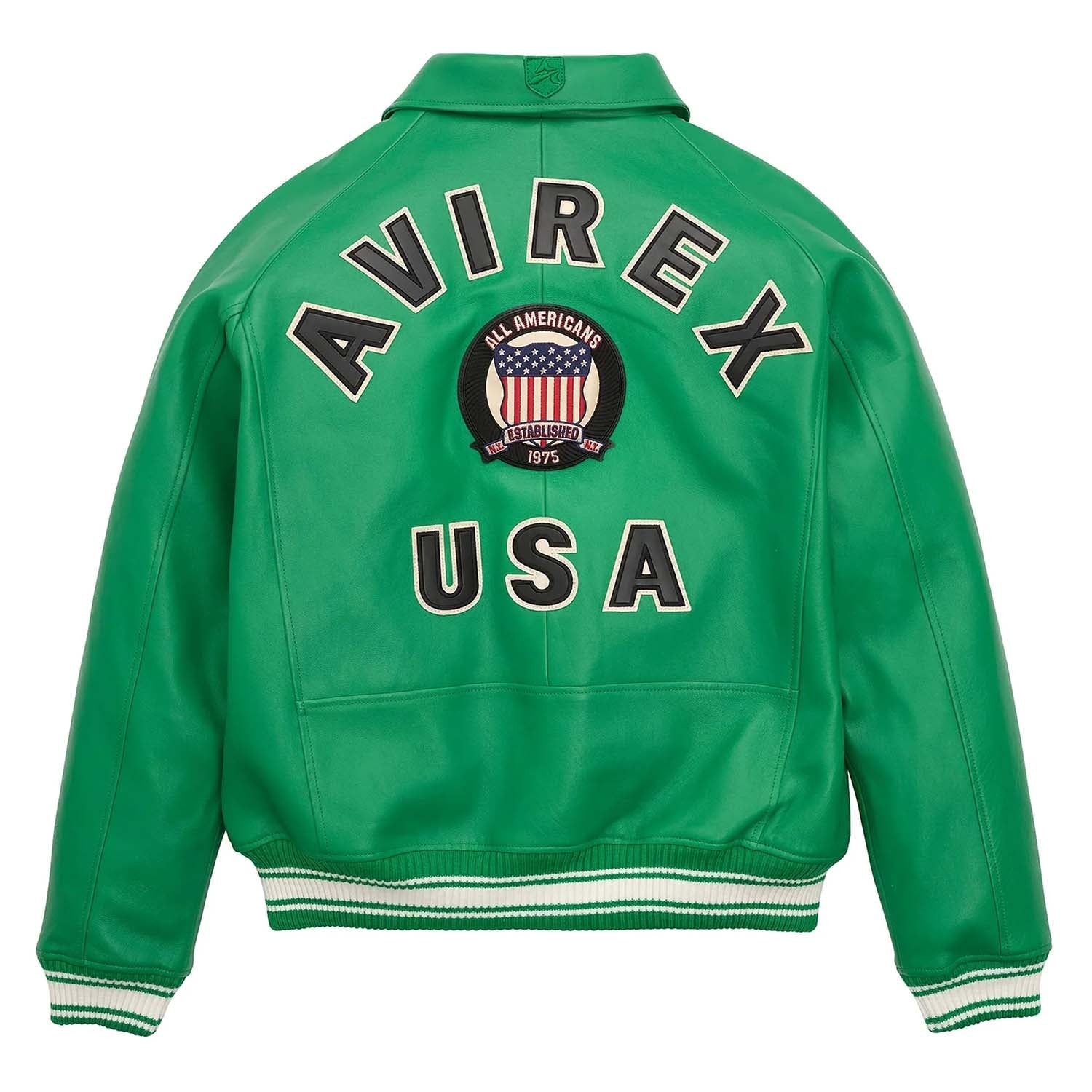Handcrafted Men’s Avirex Leather Jacket Green Leather Bomber Jacket Classic Style