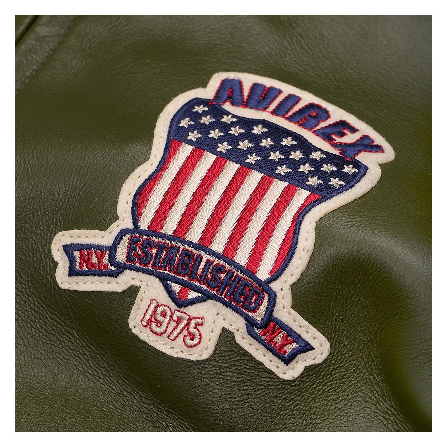 Best Seller Men’s Iconic Avirex Leather Jacket Olive Green Leather Bomber Jacket Aviator Style