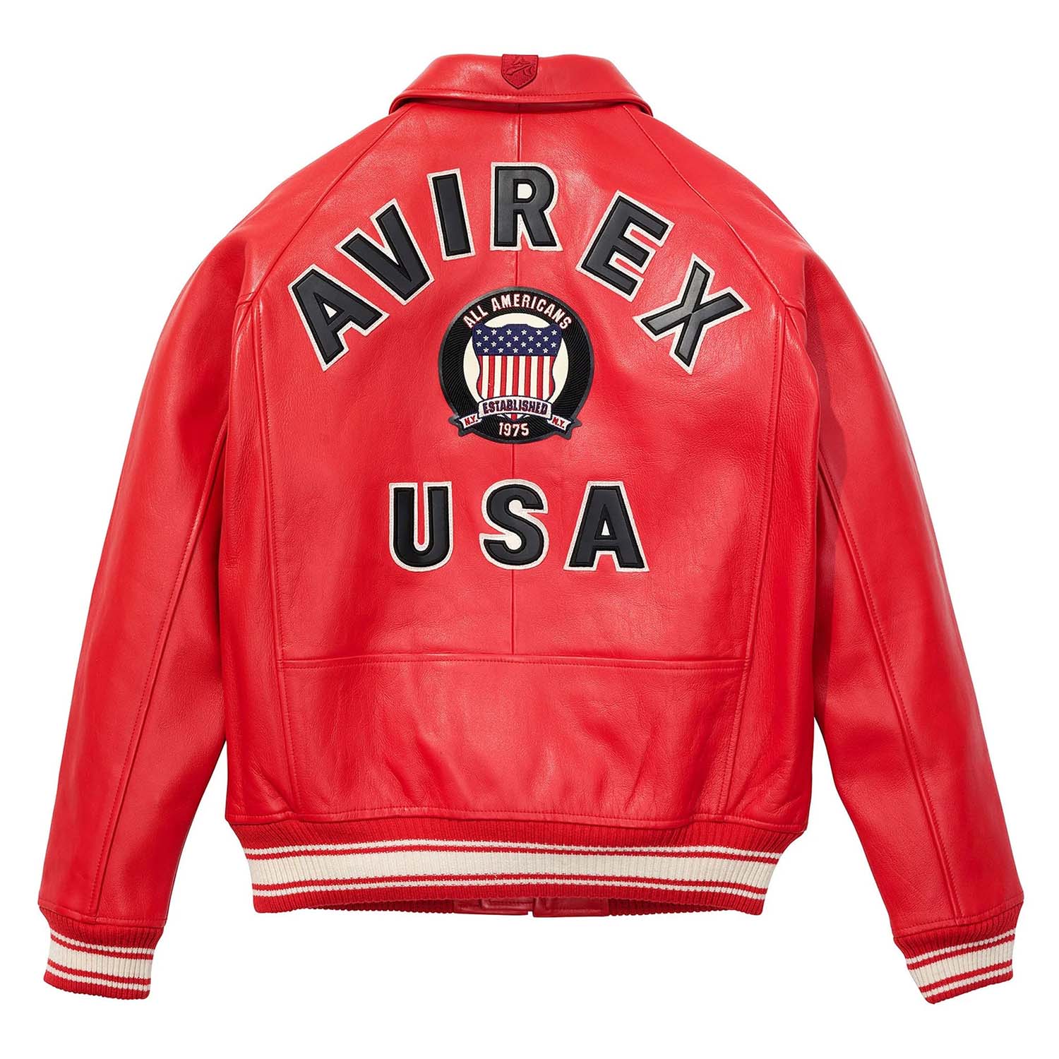 Handcrafted Men’s Avirex Leather Jacket Red Leather Bomber Jacket Iconic Style