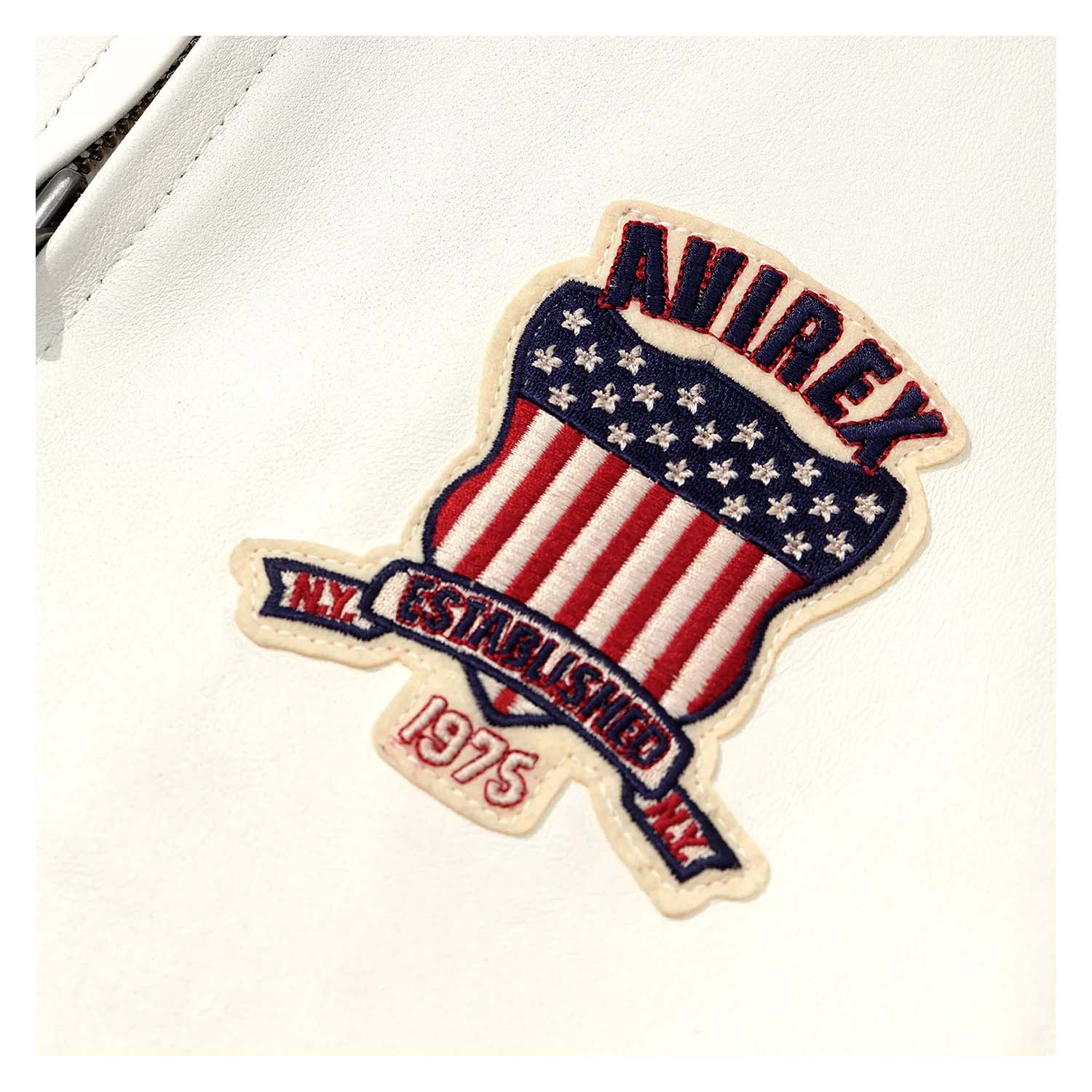 Best Seller Men’s Iconic Avirex Leather Jacket White Leather Bomber Jacket Aviator Style