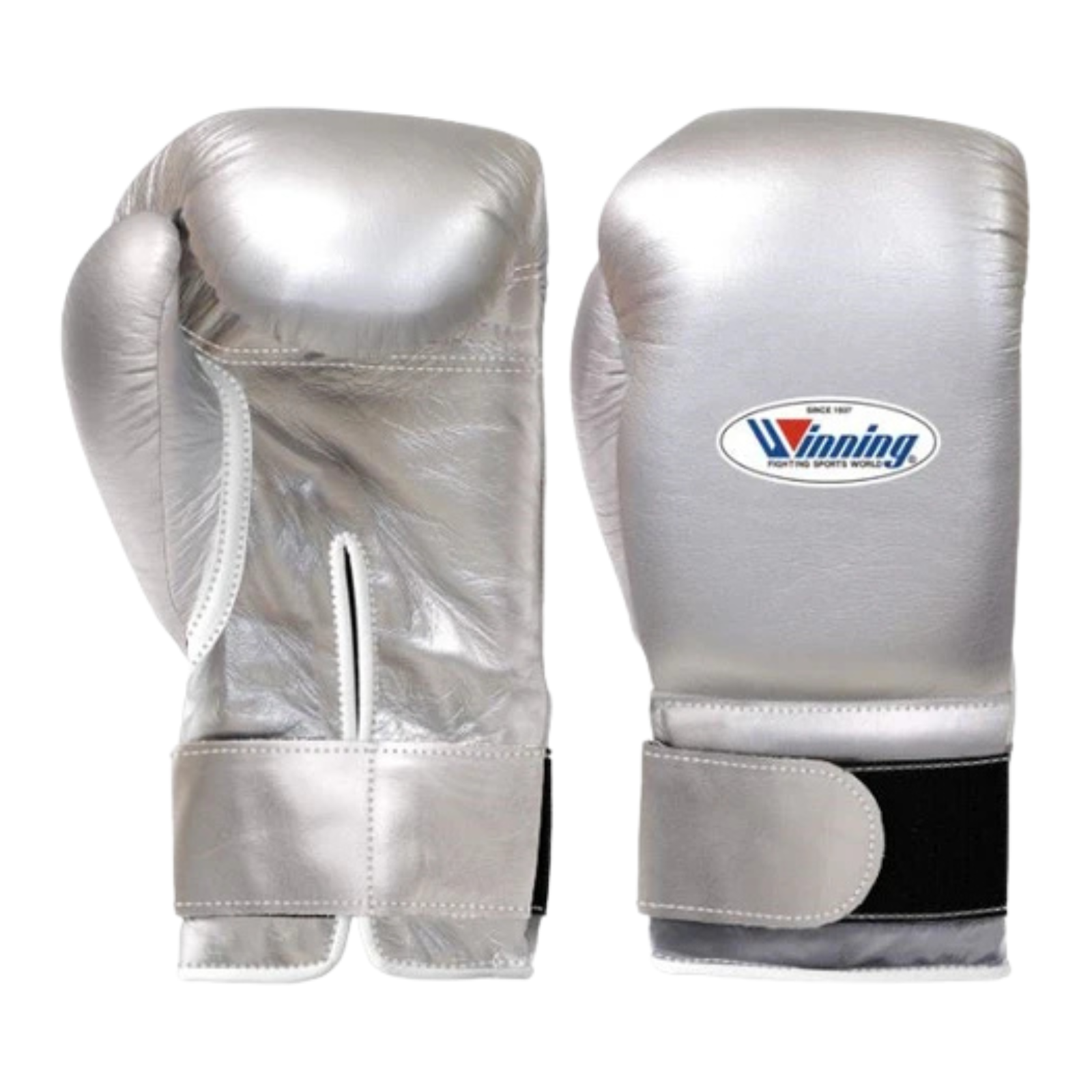 Winning Velcro Boxing Gloves Silver Gym Training &amp; Sparring Gloves
